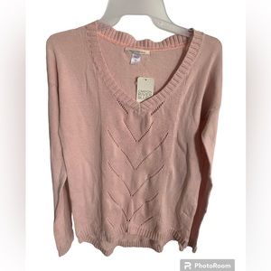 Nwt Canyon River Blues Size Large Light Pink Cotton Sweater High Low Hem